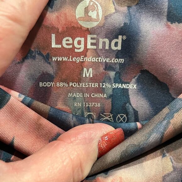 LegEnd High Waisted Leggings Size Medium Multicolor Floral Patterned Workout - Picture 3 of 3